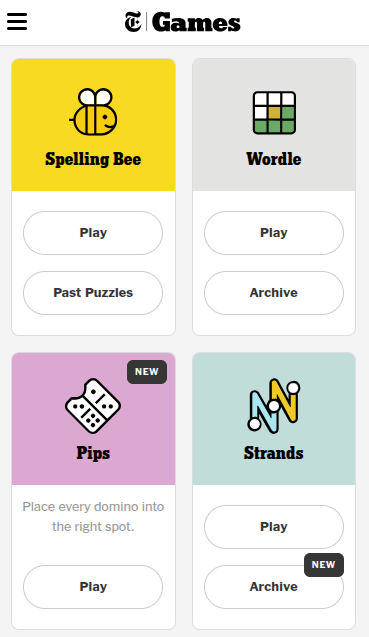 NY Times puzzle games